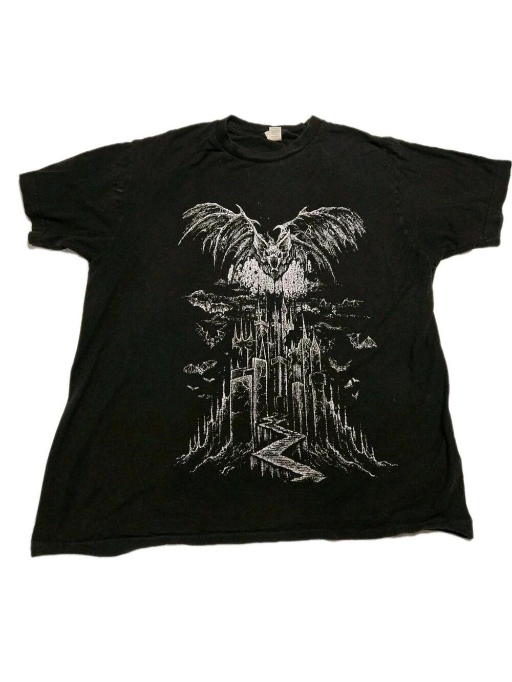 VampireFreaks Gothic Vampire Castle Bat T-Shirt Black Metal Horror Alt Men’s L
